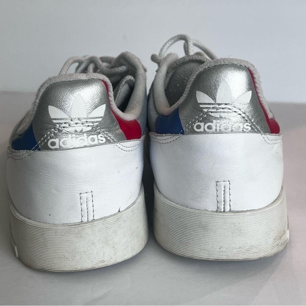 Adidas Mena Supercourt White leather Scarlet Suede Mesh Discontinued Size 12 ➡️ - Picture 4 of 9